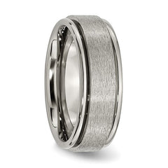 Titanium Brushed Center 8mm Ridged Edge Band