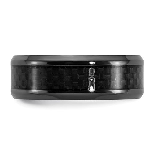 Black Zirconium Polished with Black Carbon Fiber Inlay 8mm Band