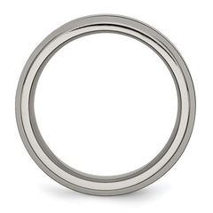 Titanium Polished with Black Ceramic Center 8mm Beveled Band