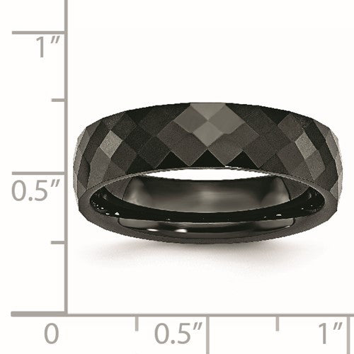 Ceramic Black 6mm Faceted Polished Band