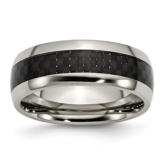 Titanium Polished with Black Carbon Fiber Inlay 8mm Band