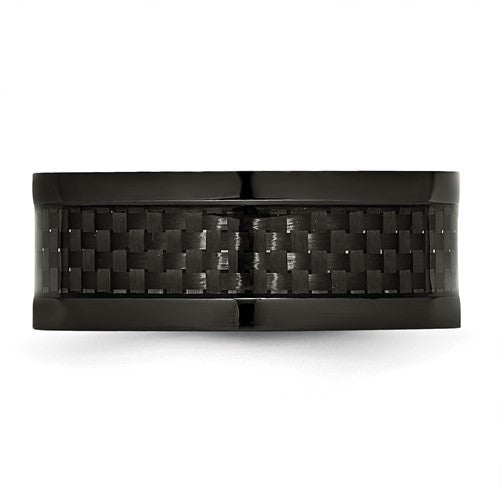 Titanium Polished Black IP-plated with Carbon Fiber Inlay 9mm Band