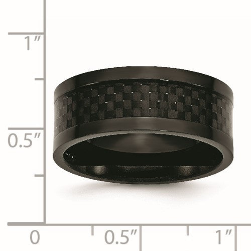 Titanium Polished Black IP-plated with Carbon Fiber Inlay 9mm Band