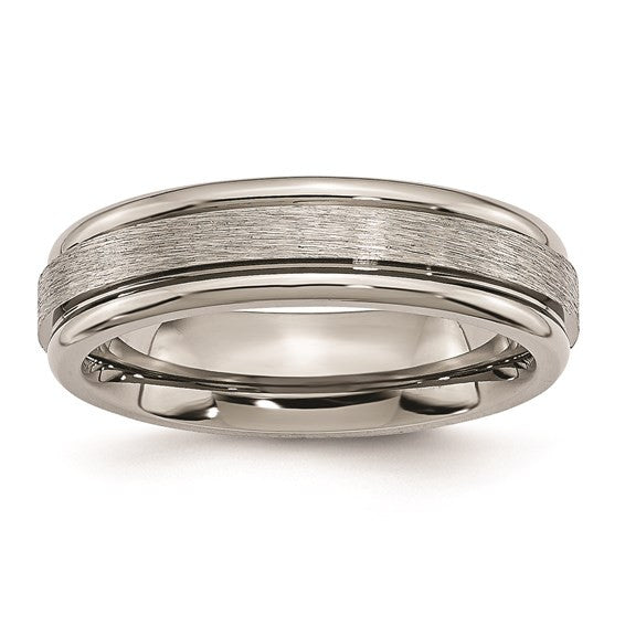 Titanium Brushed and Polished 6mm Grooved Edge Band