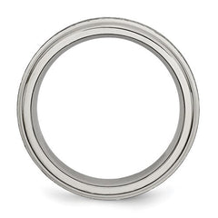Titanium Brushed and Polished 6mm Grooved Edge Band