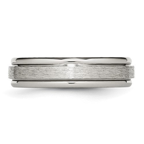 Titanium Brushed and Polished 6mm Grooved Edge Band