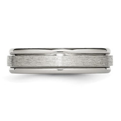 Titanium Brushed and Polished 6mm Grooved Edge Band