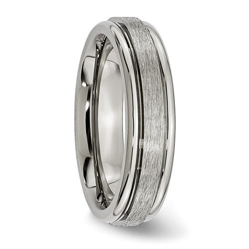 Titanium Brushed and Polished 6mm Grooved Edge Band
