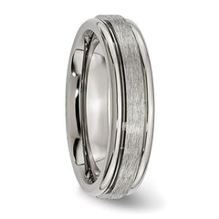 Titanium Brushed and Polished 6mm Grooved Edge Band
