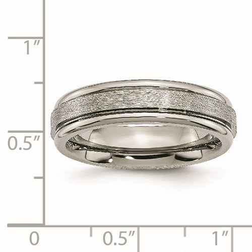 Titanium Brushed and Polished 6mm Grooved Edge Band