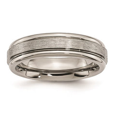 Titanium Brushed and Polished 6mm Grooved Edge Band