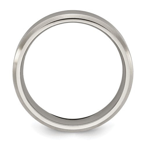 Titanium Brushed and Polished 6mm Beveled Edge Band