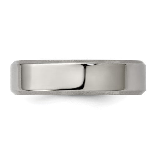 Titanium Brushed and Polished 6mm Beveled Edge Band