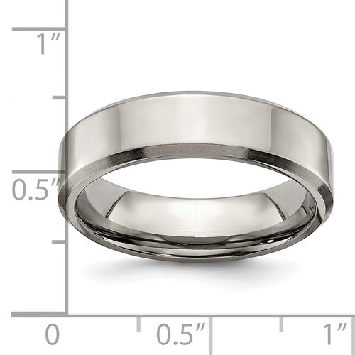 Titanium Brushed and Polished 6mm Beveled Edge Band