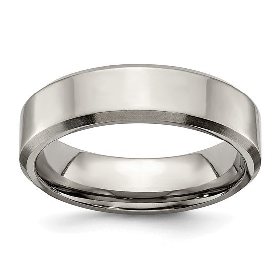 Titanium Brushed and Polished 6mm Beveled Edge Band