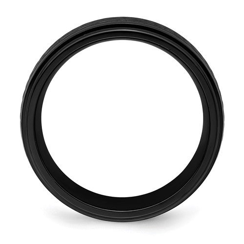 Black Zirconium Polished 8mm Ridged Edge Band