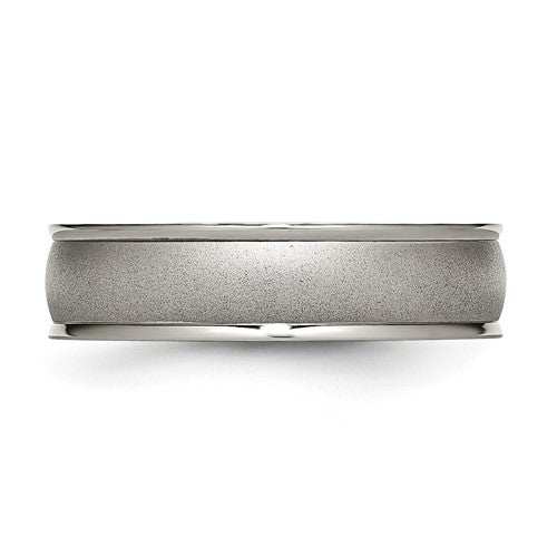 Titanium Brushed Center 6mm Ridged Edge Band