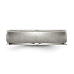 Titanium Brushed Center 6mm Ridged Edge Band