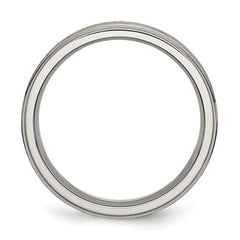 Titanium Brushed Center 6mm Ridged Edge Band