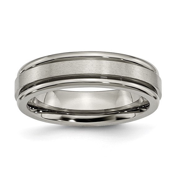 Titanium Satin and Polished 6mm Grooved Edge Band