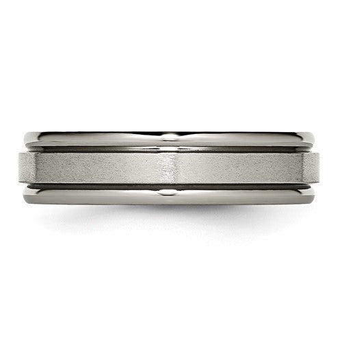 Titanium Satin and Polished 6mm Grooved Edge Band