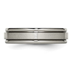 Titanium Satin and Polished 6mm Grooved Edge Band