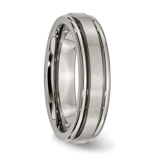 Titanium Satin and Polished 6mm Grooved Edge Band