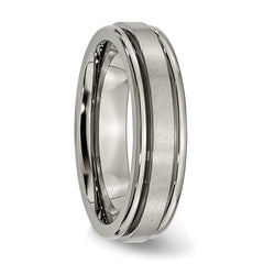 Titanium Satin and Polished 6mm Grooved Edge Band