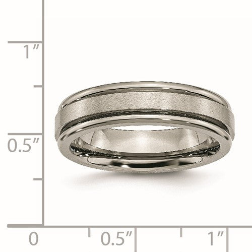 Titanium Satin and Polished 6mm Grooved Edge Band