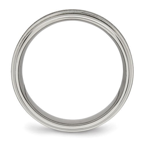 Titanium Brushed Center 7mm Ridged Edge Band