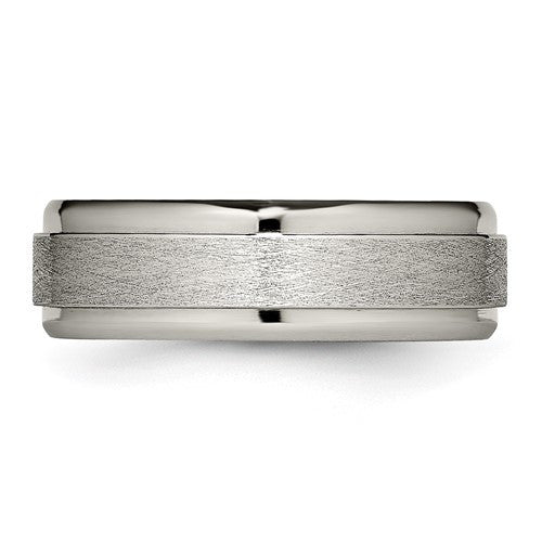 Titanium Brushed Center 7mm Ridged Edge Band