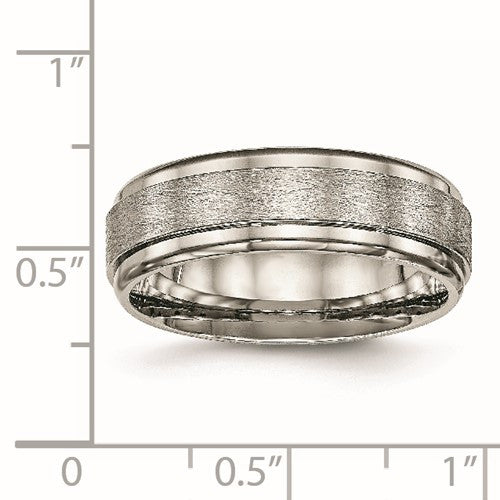 Titanium Brushed Center 7mm Ridged Edge Band