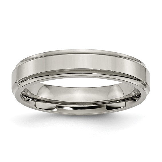 Titanium Polished 5mm Ridged Edge Band