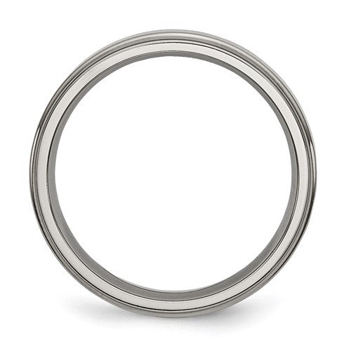 Titanium Polished 5mm Ridged Edge Band