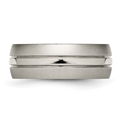 Titanium Brushed and Polished 8mm Grooved Band