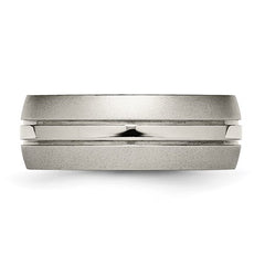 Titanium Brushed and Polished 8mm Grooved Band
