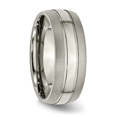 Titanium Brushed and Polished 8mm Grooved Band
