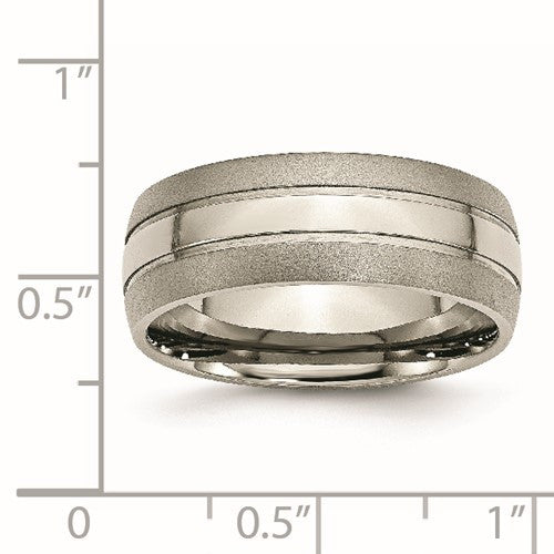 Titanium Brushed and Polished 8mm Grooved Band