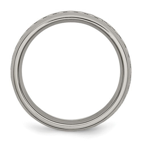 Titanium Polished Grey Carbon Fiber Inlay 6mm Band