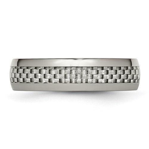 Titanium Polished Grey Carbon Fiber Inlay 6mm Band
