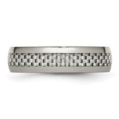 Titanium Polished Grey Carbon Fiber Inlay 6mm Band