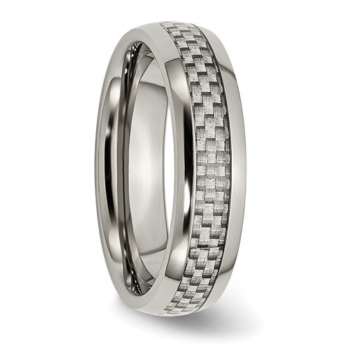 Titanium Polished Grey Carbon Fiber Inlay 6mm Band