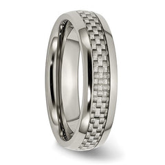 Titanium Polished Grey Carbon Fiber Inlay 6mm Band