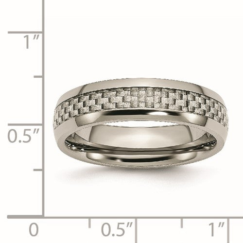 Titanium Polished Grey Carbon Fiber Inlay 6mm Band