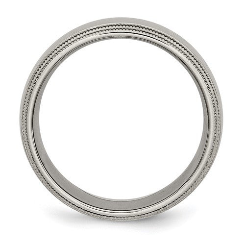 Titanium Polished 8mm Grooved and Beaded Edge Band