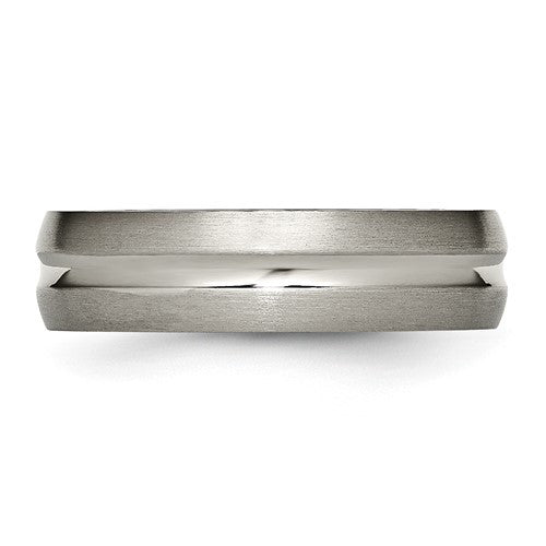 Titanium Brushed and Polished 6mm Grooved Band