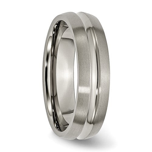 Titanium Brushed and Polished 6mm Grooved Band