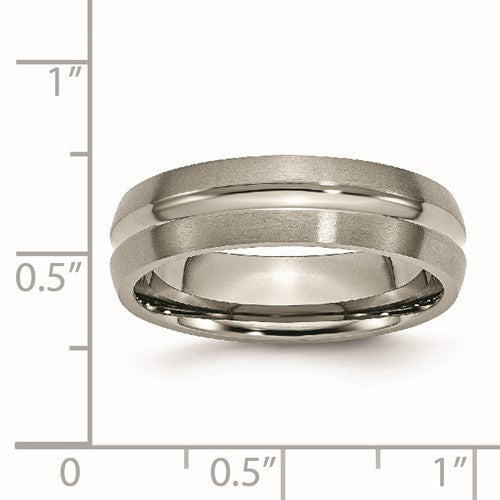 Titanium Brushed and Polished 6mm Grooved Band