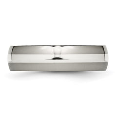 Titanium Polished with Sterling Silver Inlay 6mm Band