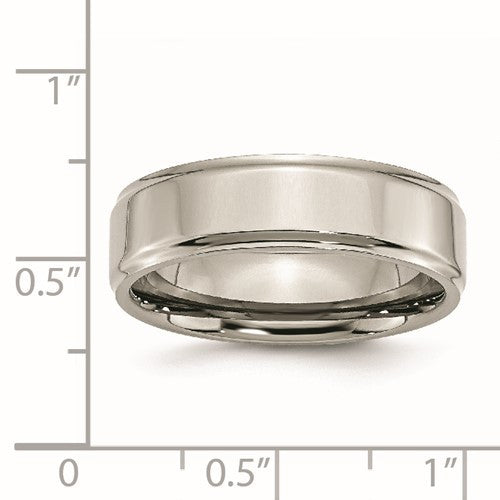 Titanium Polished 7mm Ridged Edge Band